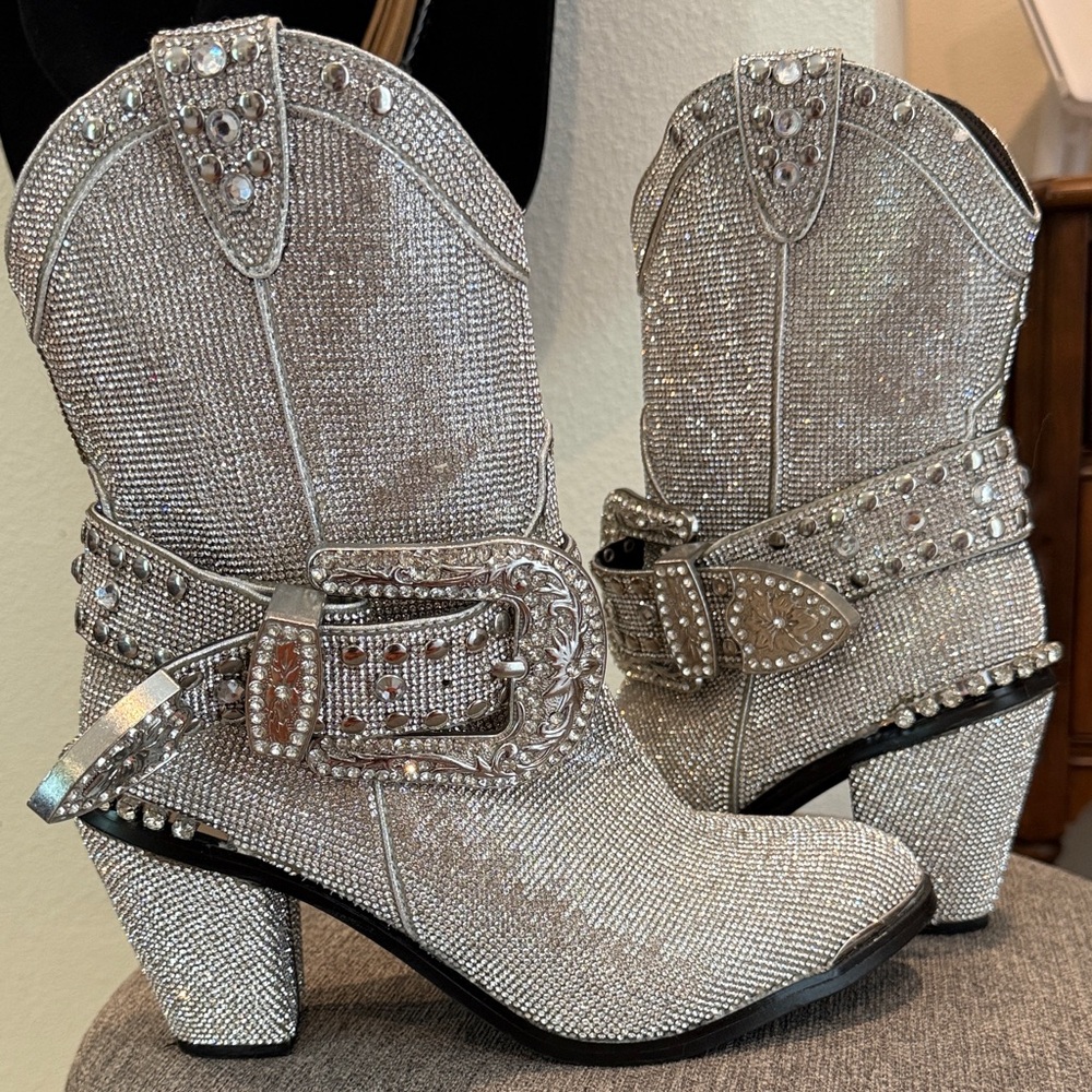 Dolls Kill Icy Sheriff Bling Western Boots